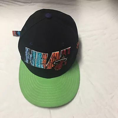 Hardwood Classic Youth Black And Green Neon / Multicolor Miami Heat Cap New Era • $7.59