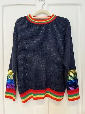 Stunning Rainbow Sequin Sparkly Jumper Size Small 8/10 Uk LGBTQ Pride  • £9.99