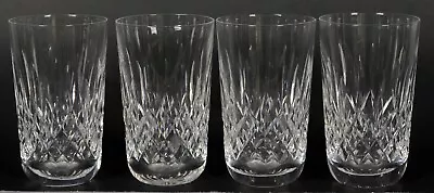 WATERFORD Crystal Set Of 4 LISMORE  12 Oz Flat Tumblers Glasses 5  Tall • $134.95