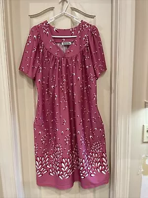 Anthony Richards Vintage MuMu House Dress Pink Print Womens Large Pockets • $29.99