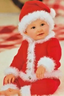 KNITTING PATTERN BABY SANTA SUIT 0 - 2yrs CHRISTMAS  DK PATTERN 16 - 22    - 8 • £2.15