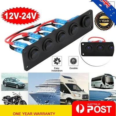 $18.89 • Buy 5 Gang 12V Rocker Switch Panel For Car Boat Marine LED USB Charger ON-OFF Toggle