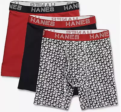 Men Hanes Ultimate ComfortFlex Fit 3-Pack Boxer Briefs (Red - Black) Underwear • $20