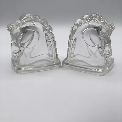 Federal Glass Horse Head Bookends Vintage • $35.86