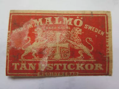 MALMO MATCHES MATCH BOX LABEL C1900 NORMAL SIZE MADE In SWEDEN  • $3.24