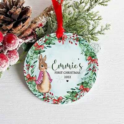 My First Christmas Peter Rabbit Bauble 1st Tree Personalised Baby Gift Family • £7.99