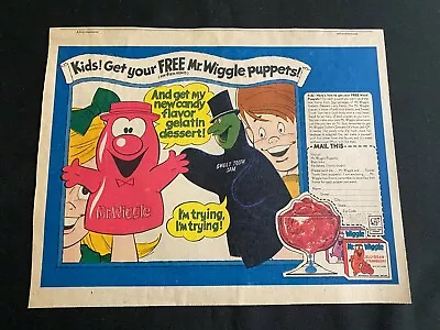 #01 MR.WIGGLE HAND PUPPETS Sunday Comics Ad Candy Flavor Gelatin Dessert • $9.99