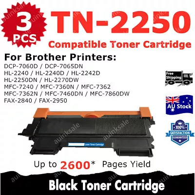 3x Non-OEM Toner TN2250 TN 2250 For Brother HL2240D HL 2250DN MFC7360N TN2230 • $28.50
