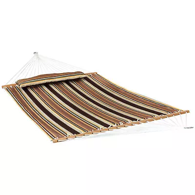 2-Person Quilted Fabric Hammock With Spreader Bars - Sandy Beach By Sunnydaze • $79.95