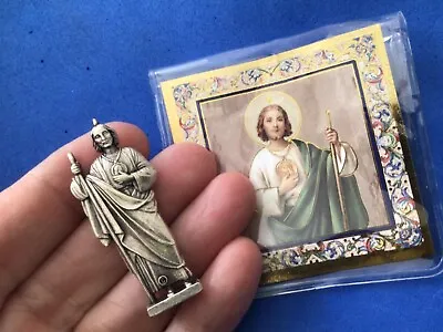 Saint St Jude Silver Tone Metal Saint Pocket TOKEN Icon Prayer Difficult Situati • $10.28