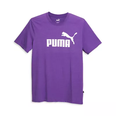 Puma Essential Heather Crew Neck Short Sleeve T-Shirt Mens Purple Casual Tops 67 • $12.99