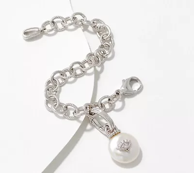 Judith Ripka Sterling Silver CLEO Coin Pearl Charms Bracelet For Women • $173.84