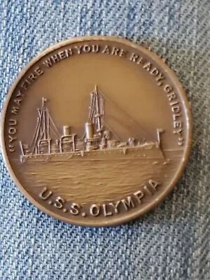COIN Made From.   Admiral Dewey's Flagship USS Olympia  1 1/4  Dia Bronze  • $89.99