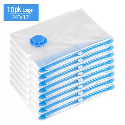 $6.99 • Buy 10x Jumbo Large Vacuum Storage Bags Seal Space Saving Clothes Quilts Organizer