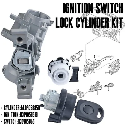 Ignition Switch Kit With Barrel Lock Cylinder For VW Jetta Golf Rabbit Seat Audi • $26.99