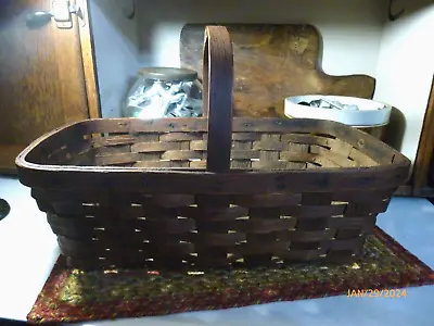 Antique Oak Splint Garden Vegetable Basket • $85