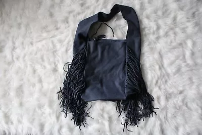 Blue Hobo Fringe Bag - Monserat De Lucca • $350