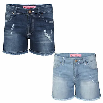 Womens Denim Shorts High Waisted Ladies Summer Jeans Ripped Half Pant Size 14 16 • £11.95