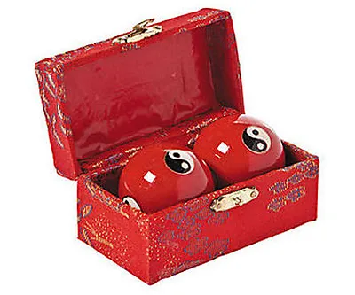 Chinese Yin Yang Health Balls W/ Chimes - Stress Relief Meditation Red Ying • $13.99