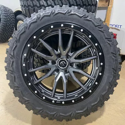 22x10 Fuel D680 Rebel Gray Wheels Rims 35  MT Tires 6x5.5 2019+ Dodge Ram 1500 • $3229.05