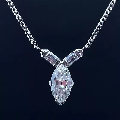 Marquise Diamond Pendant In 14K White Gold 1.75ct VS2 J Color With .30 Ct Sides • $6999