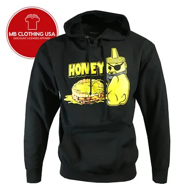 MEN'S Hoodie Sweatshirt- Black- P Bear Design  Honey Brand  Cotton-NWT • $19.19