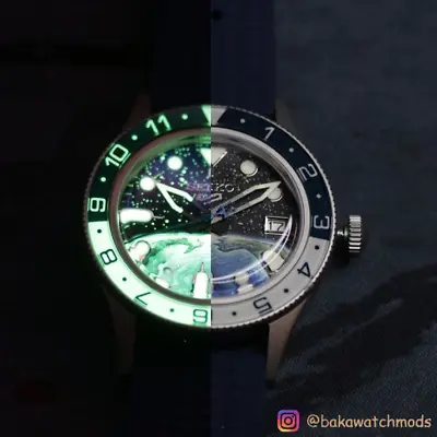 Planet Earth 40mm Milusb LUME MONSTER Custom Mod (NH35 Movement) • $375