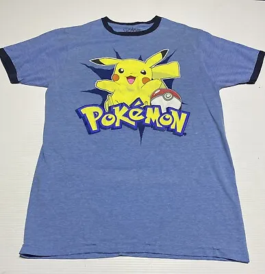 $9.95 • Buy Pokemon Pikachu Blue Short Sleeve Crewneck T-Shirt Size Youth  Lg