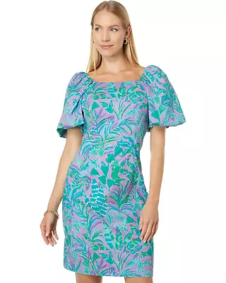 NWT Lilly Pulitzer Lettie Short Sleeve Stretch Dress Purple Iris Green 4 12 • $89