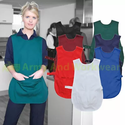 Hard Wearing Ladies Pocket Tabard Work Uniform Overall Catering Plain Apron Chef • £7.99