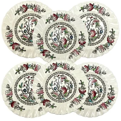 VTG 1960s Myott Staffordshire England INDIAN TREE Bread & Butter Plate Set 7PC • $22.39