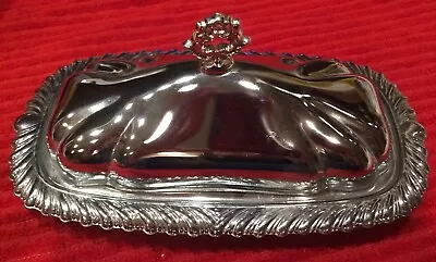 Ornate 3 Piece Covered Butter Dish W  Glass Liner/Silver Tone Metal/C & C Awards • $29.99