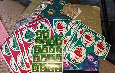 Vintage Stickers Partial Sheets Christmas Foil Mostly Hallmark Lot • $6.75