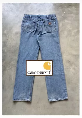 Carhartt Relaxed Fit Straight Medium Wash Denim Blue Jeans Men’s Size 36X34 • $22.95