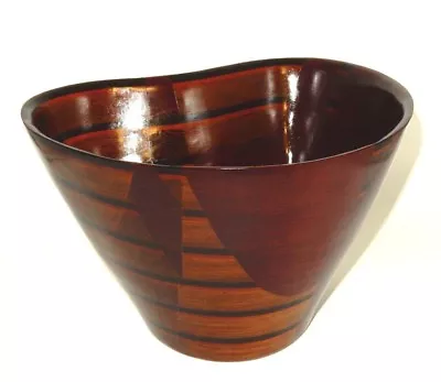 Vintage Mid-century Wooden Bowl Wenge Mahogany Laminate Peter M Petrochko • $199.99