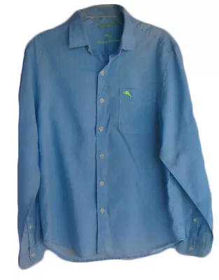 Tommy Bahama Marlin Glow Sea Glass Breezer Linen Shirt Size M NWT $99 Long Slv • $54.99