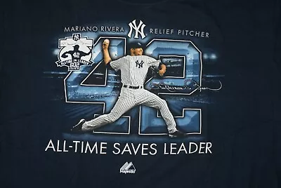 Majestic Mariano Rivera 'All Time Save Leader' Yankee T-Shirt Large- Used/Good • $9.99