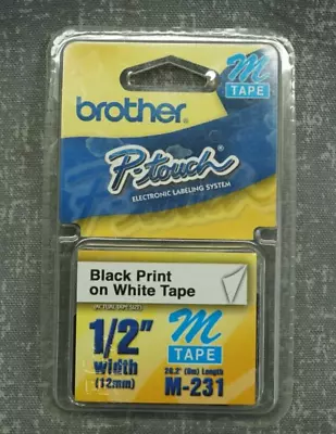 Brother M231 P-Touch Label Tape 1/2  Black On White 12 Mm Width • $7.95