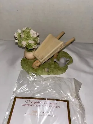 Vintage Seraphim Garden Of Angels Rose Bush And Wheelbarrow #81832 • $19.95