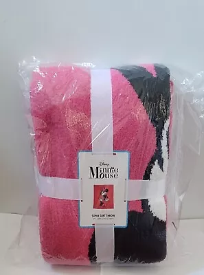 Minnie Mouse Disney Pretty In Pink Throw Blanket Pink Super Soft 50” X 60” NEW • $25