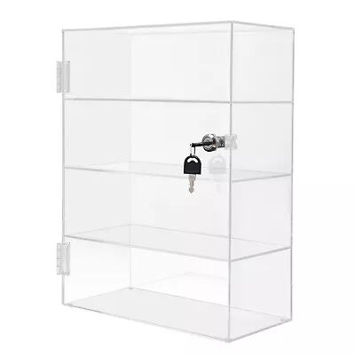 4-Layer Clear Acrylic Countertop Display Case Locking Cabinet Showcase Box White • $67