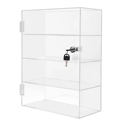 Clear Acrylic Display Case Countertop Box Dustproof Shelves Showcase With Lock • $67