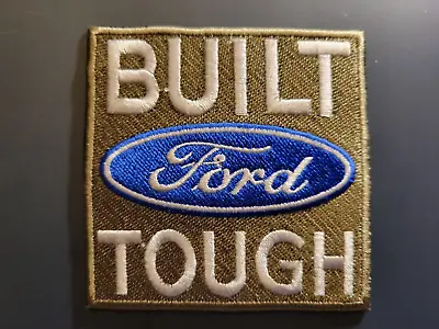 Built Ford Toug Vintage Look Iron On Embroidered Patch 3.5  X 3.25  Blue & White • $4.25