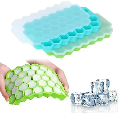 Ice Cube Tray With Lid Mould Honeycomb Shape Silicone Freezer Chocolate Jelly Uk • £1.59