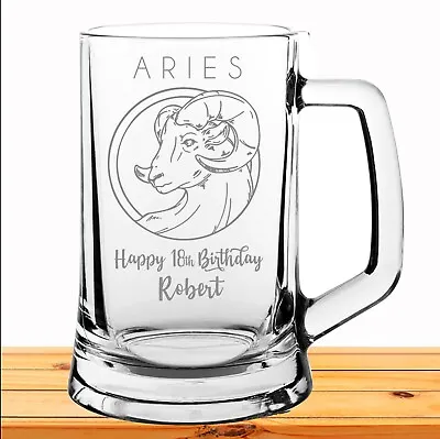 Personalised Engraved Tankard Glass Gift Birthday Present 18th 30th 40th 50th • £14.98
