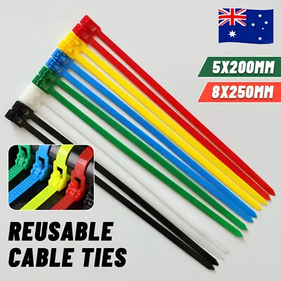 Cable Zip Ties Nylon Plastic Heavy Duty Releasable Reusable Wrap Wire Removable • $6.99