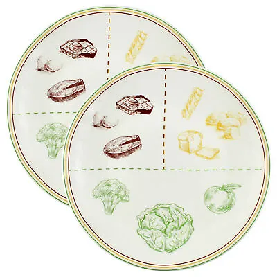 Ceramic Portion Control Plates 2pk Microwave-Safe • $26.99