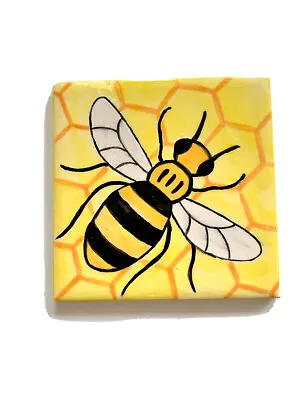 £21 • Buy Bee Ceramic Tile Or Coaster, Manchester, Hand Painted, One Of A Kind