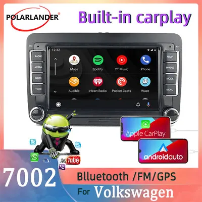 $121.79 • Buy 7'' 2 Din Car Stereo Radio Carplay Android Bluetooth GPS For VW Golf Passat Polo