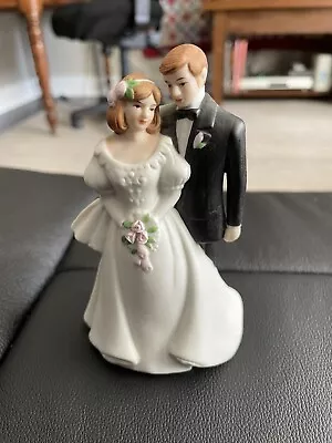 Vintage Wedding Enesco 1989 Bride & Groom Cake Topper • $32